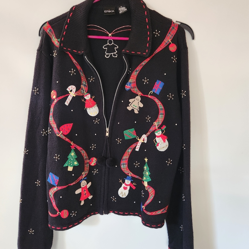Holiday CHRISTMAS SWEATER Women’s size XLarge - Great Party Sweater bt Erika EUC